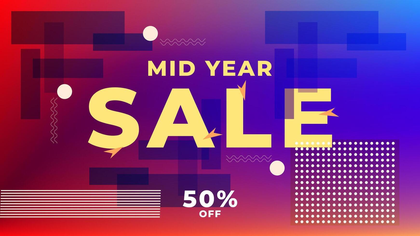 MID YEAR SALE OFFERS AND PROMOTION TEMPLATE BANNER DESIGN.COLORFUL GRADIENT COLOR BACKGROUND VECTOR. GOOD FOR SOCIAL MEDIA POST, COVER , POSTER vector