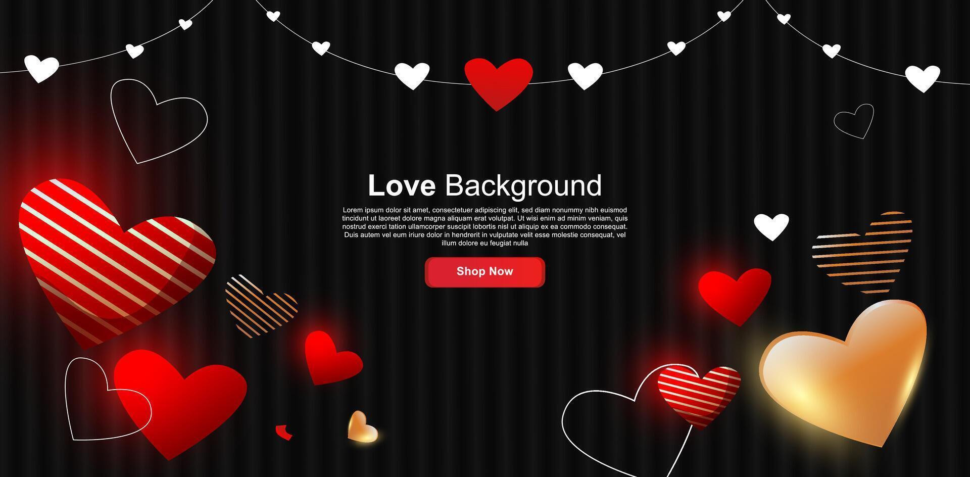 love background with 3d love vector