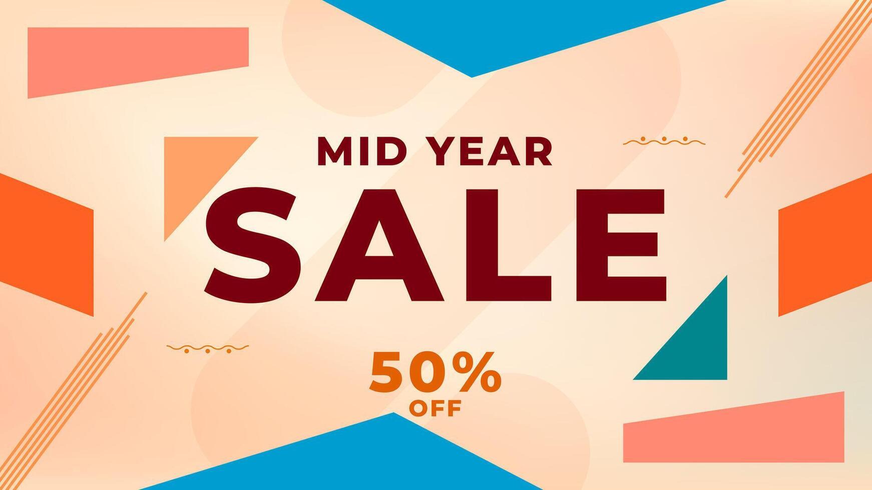 MID YEAR SALE OFFERS AND PROMOTION TEMPLATE BANNER DESIGN.COLORFUL GRADIENT COLOR BACKGROUND VECTOR. GOOD FOR SOCIAL MEDIA POST, COVER , POSTER vector