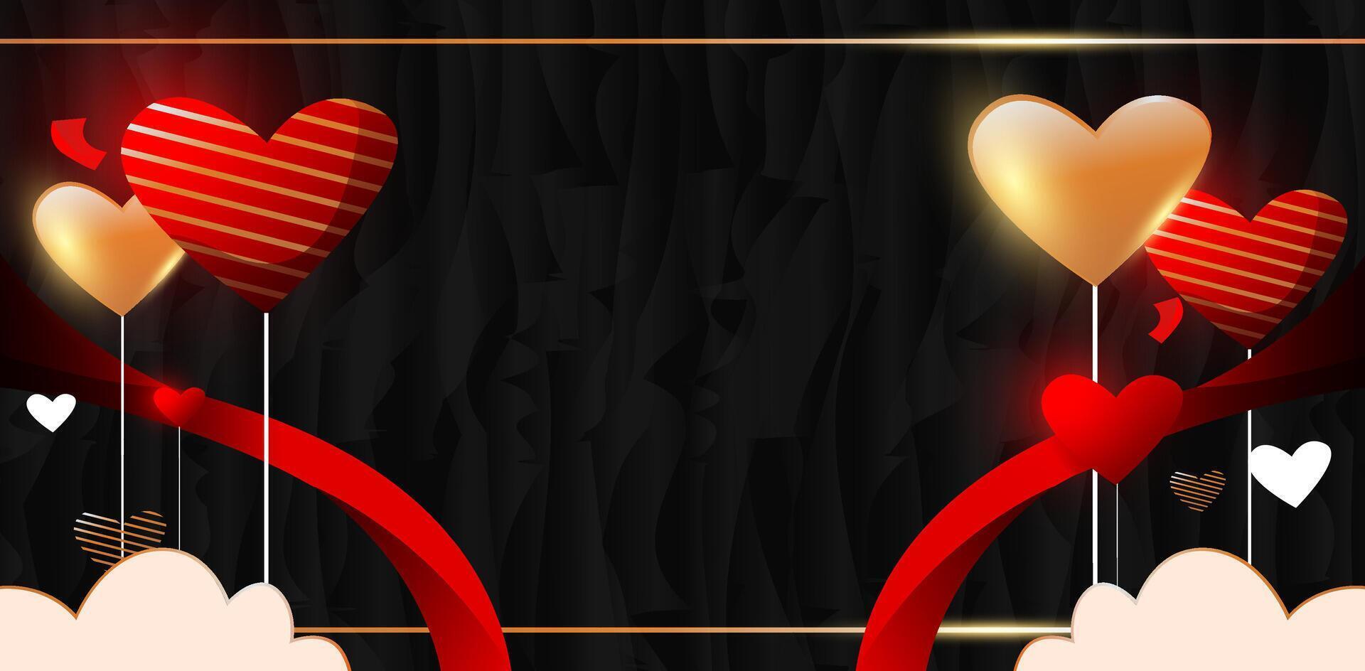 Love banner background with red ribbon vector
