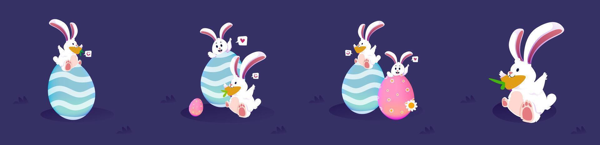 bunny illustration set for easter day vector