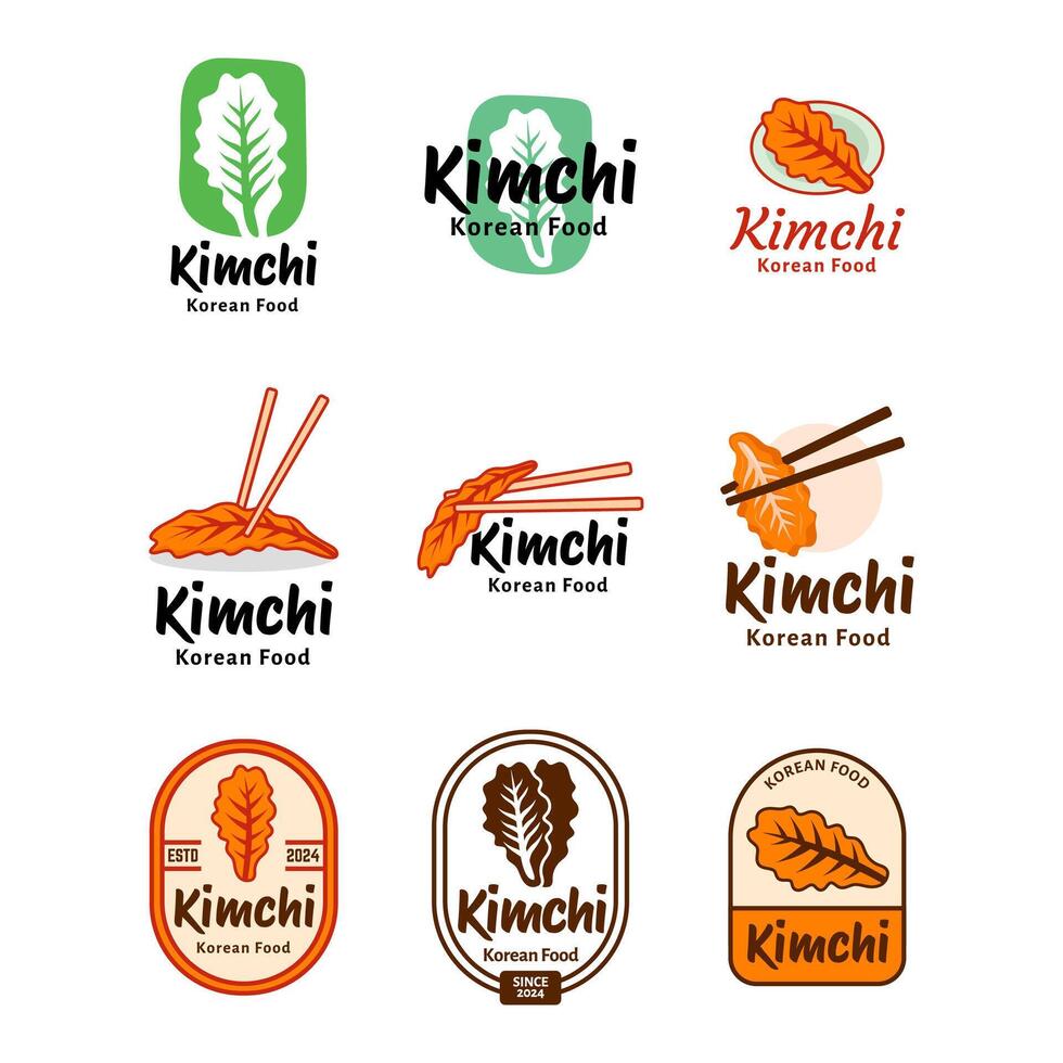 conjunto de kimchi coreano comida logo vector ilustración diseño