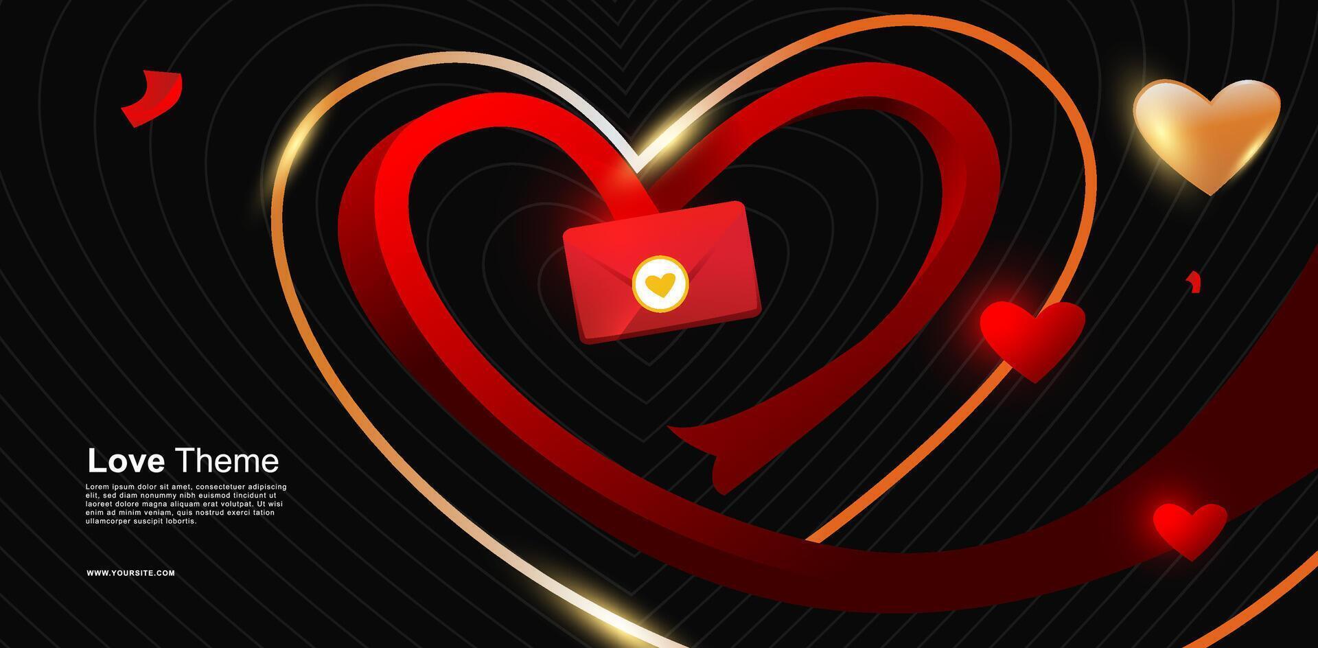 love background with gold accent and secret massage vector