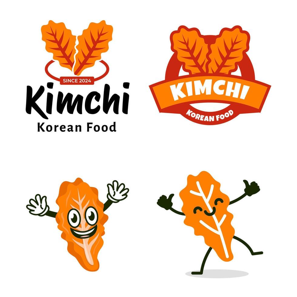 conjunto de kimchi coreano comida logo vector ilustración diseño