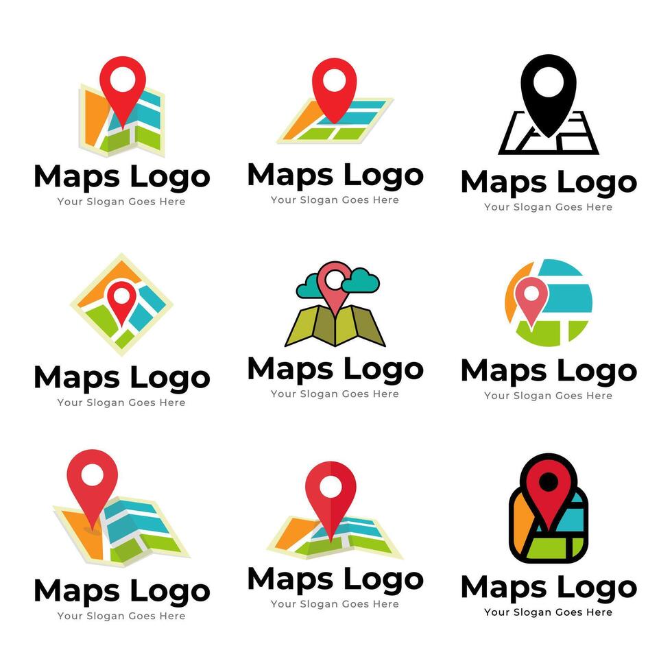 Set of Map Pin Point Icon Logo Design Element isolated on white background vector