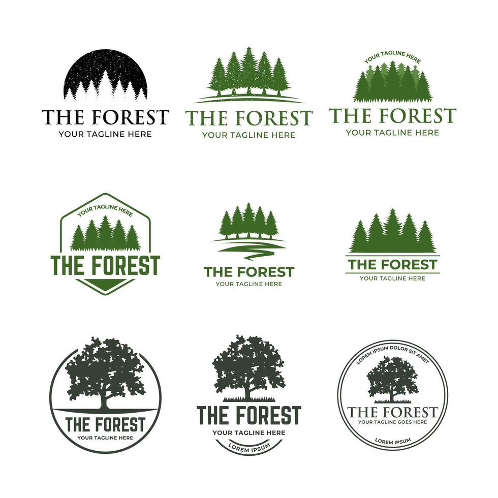 Forest badge vector set Isolated over white background.