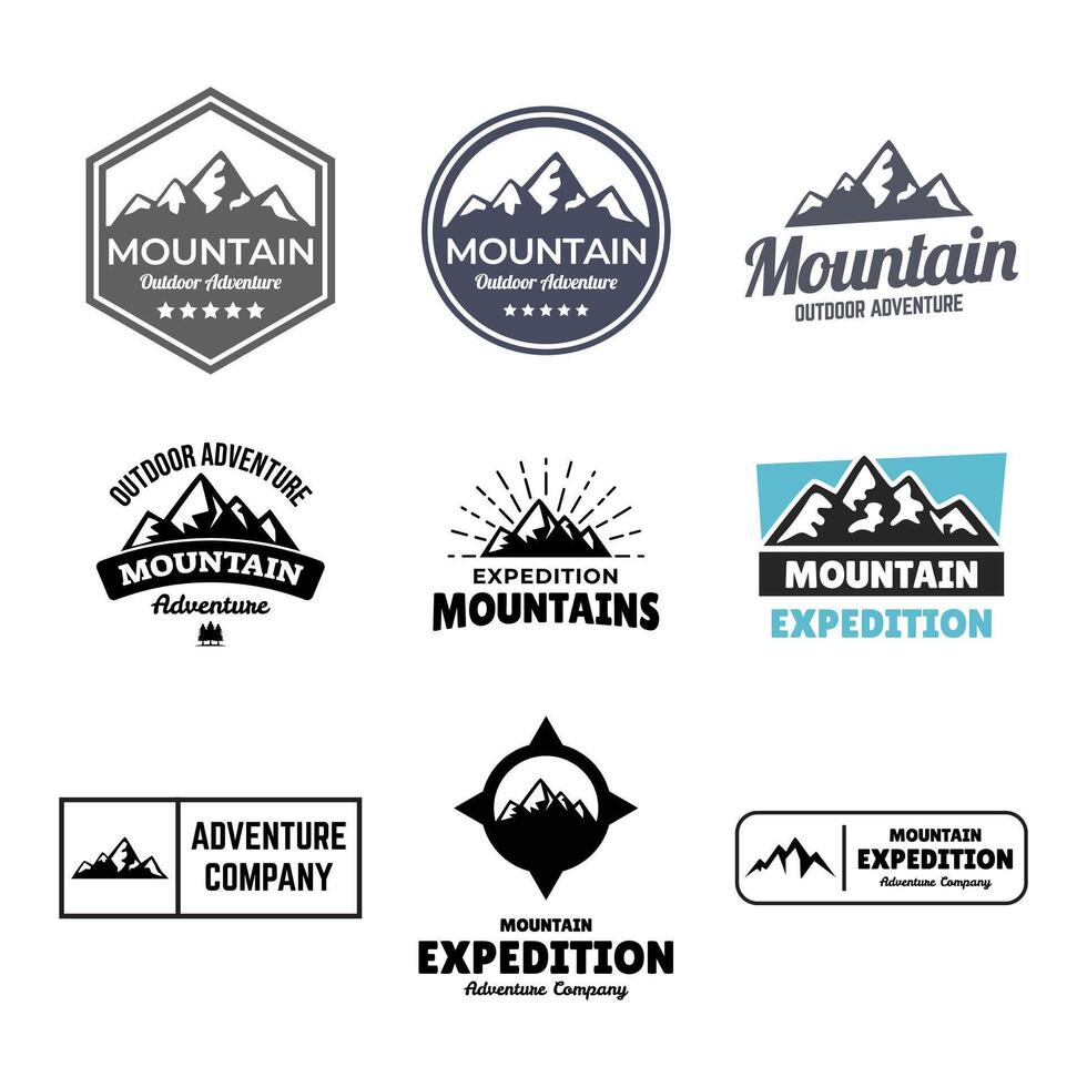 Set of Adventure and outdoor vintage logo template, badge or emblem style vector