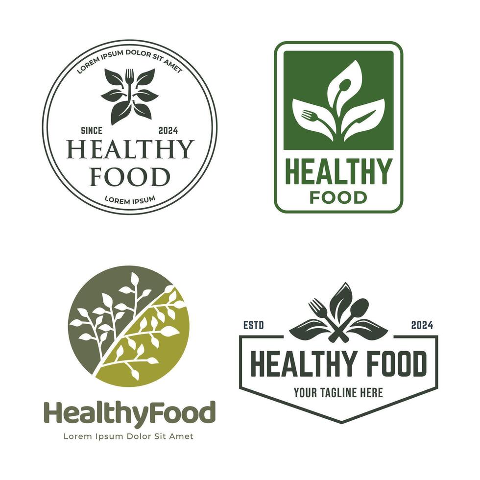 Set of Healthy Food Logo Template vector
