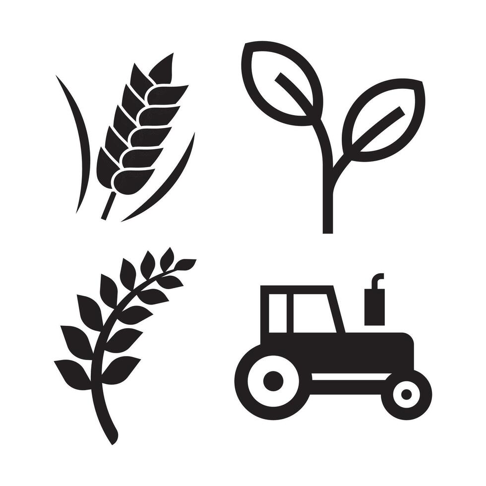 farm agriculture simple vector icon design set bundle isolated on white background