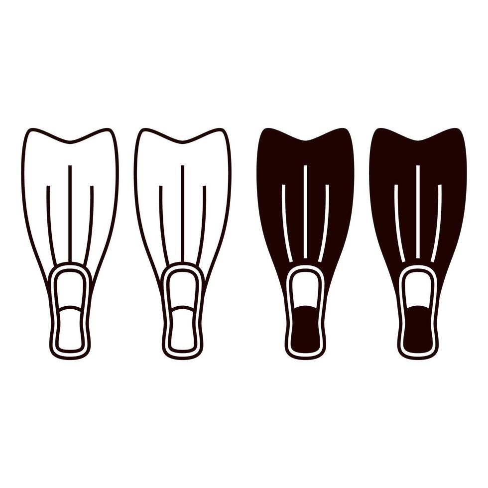 Rubber flippers for swimming icon isolated on white background. Diving equipment. vector