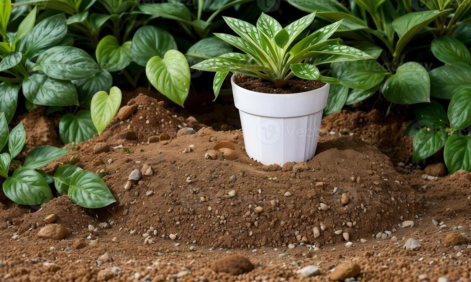 AI generated plants growing from soil, plant progress, growing plant, grow up from ground photo