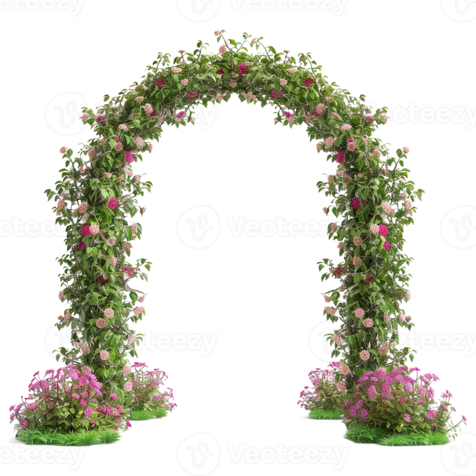 AI generated Flowers on Entry Gate on Transparent background - Ai Generated png