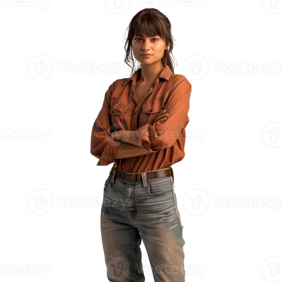 AI generated Young Businesswoman Standing With Crossed Arms and Smiling on Transparent background - Ai Generated png
