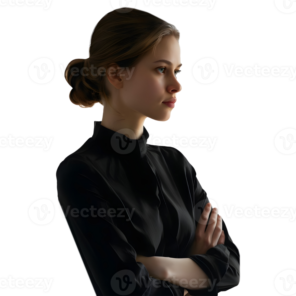 AI generated Young Businesswoman Standing With Crossed Arms and Smiling on Transparent background - Ai Generated png