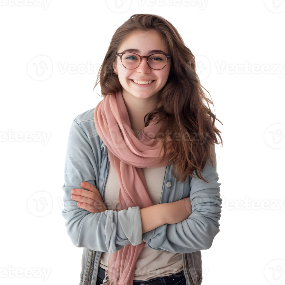 AI generated Young Businesswoman Standing With Crossed Arms and Smiling on Transparent background - Ai Generated png