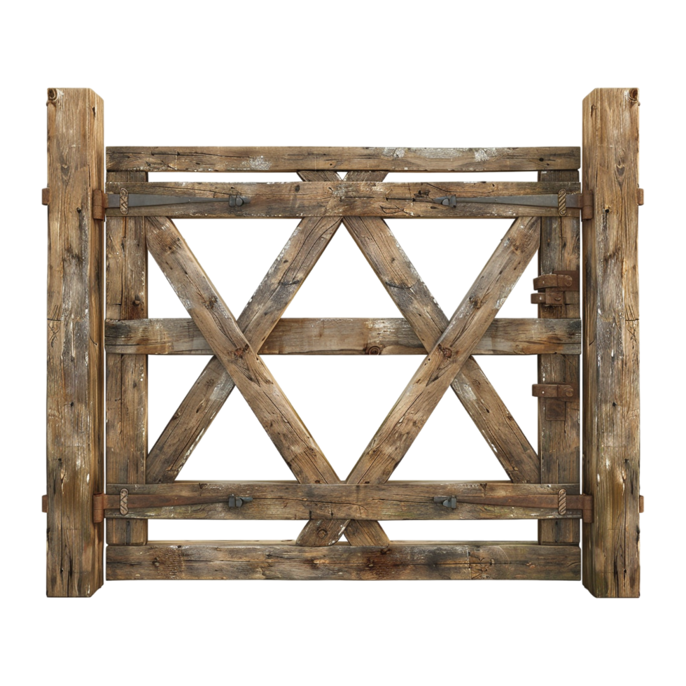 AI generated Wooden Gate Fence on Transparent background - Ai Generated png