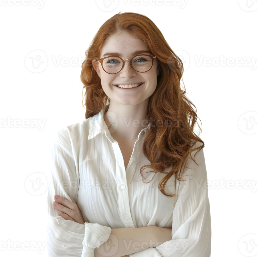 AI generated Young Businesswoman Standing With Crossed Arms and Smiling on Transparent background - Ai Generated png