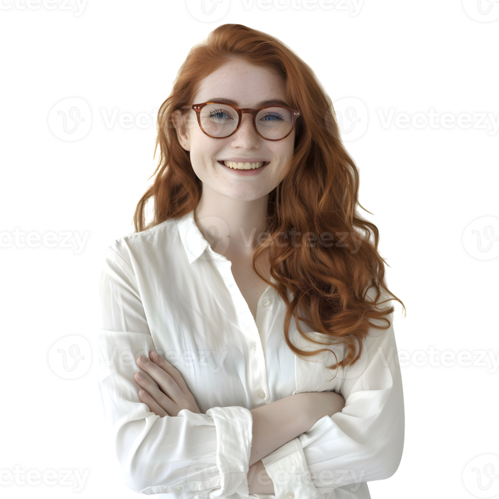 AI generated Young Businesswoman Standing With Crossed Arms and Smiling on Transparent background - Ai Generated png