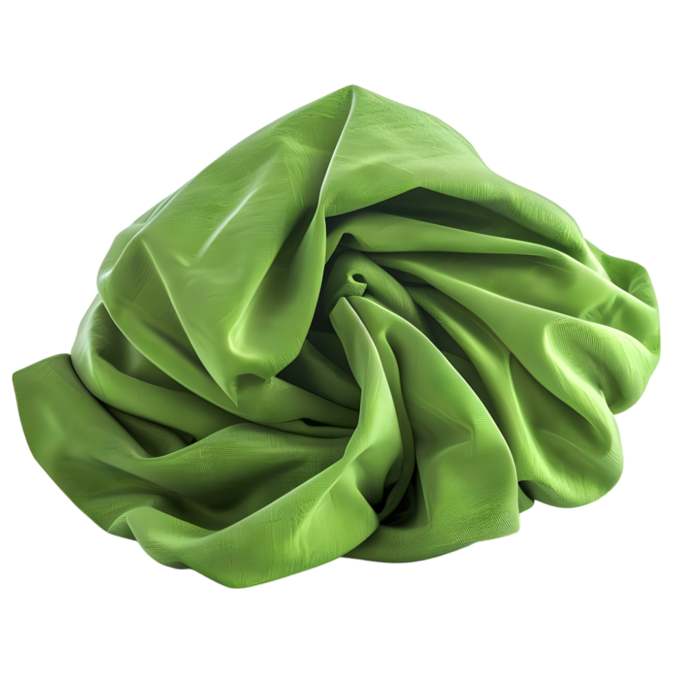 AI generated 3D Rendering of a Green Cloth Piece on Transparent Background - Ai Generated png