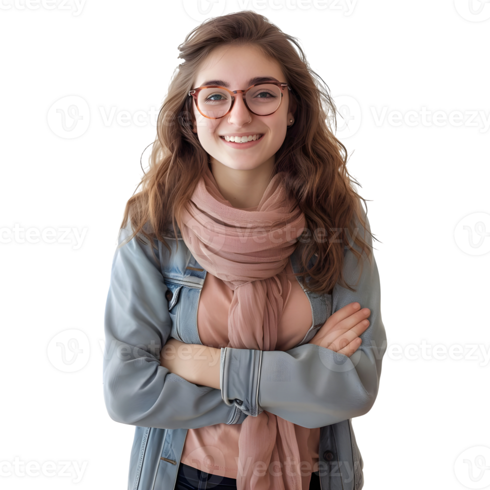AI generated Young Businesswoman Standing With Crossed Arms and Smiling on Transparent background - Ai Generated png