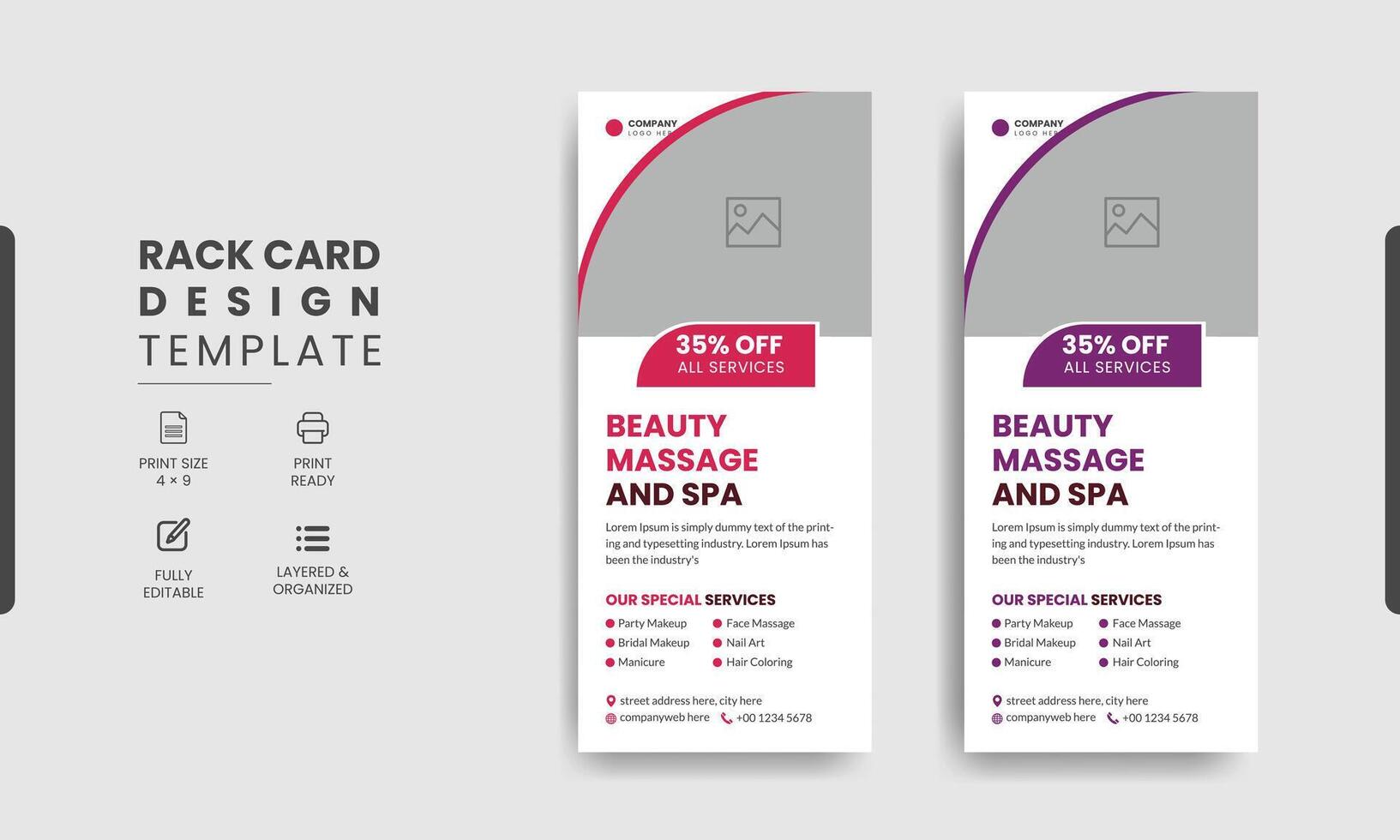Spa dl rack card template design vector