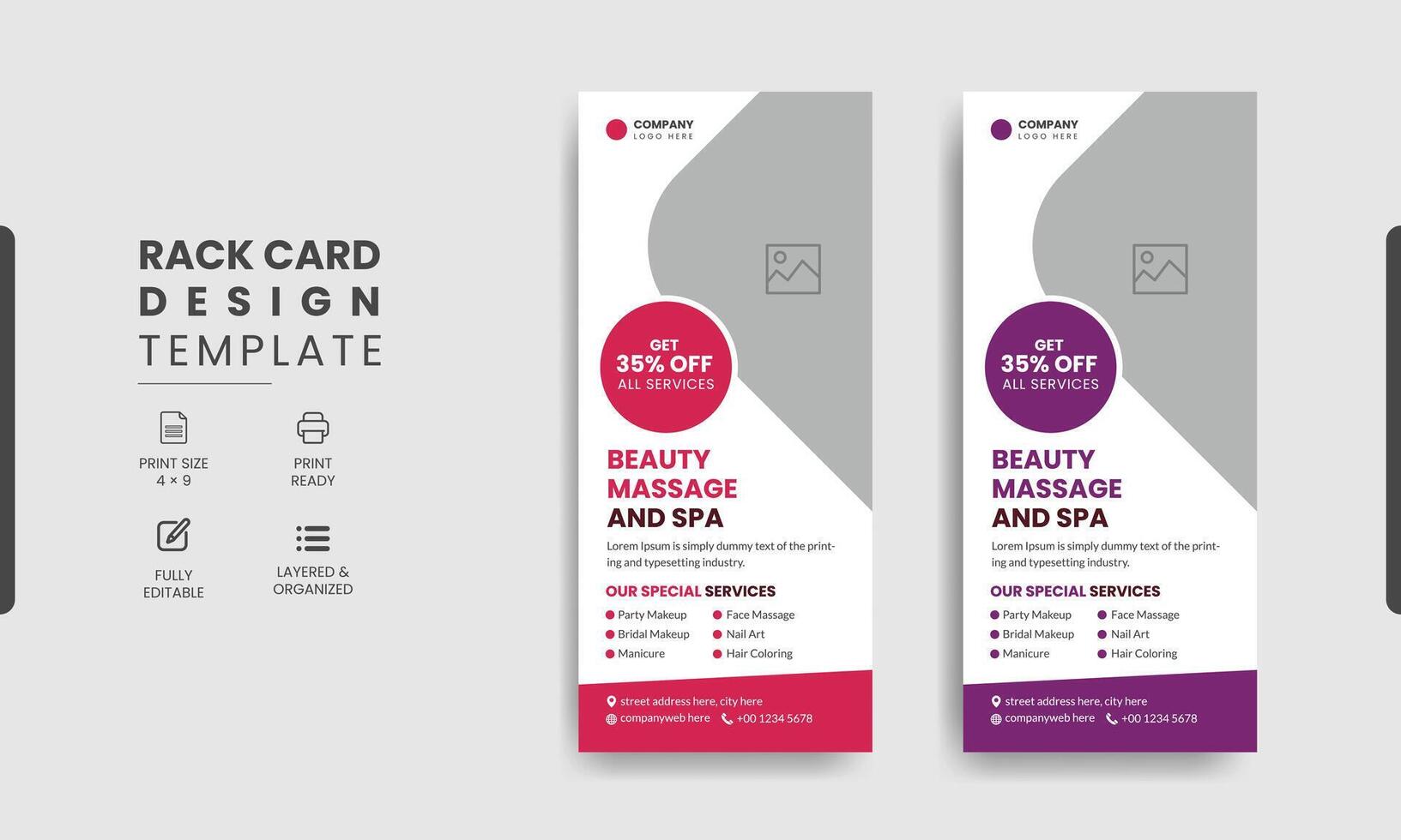 Spa dl rack card template design vector
