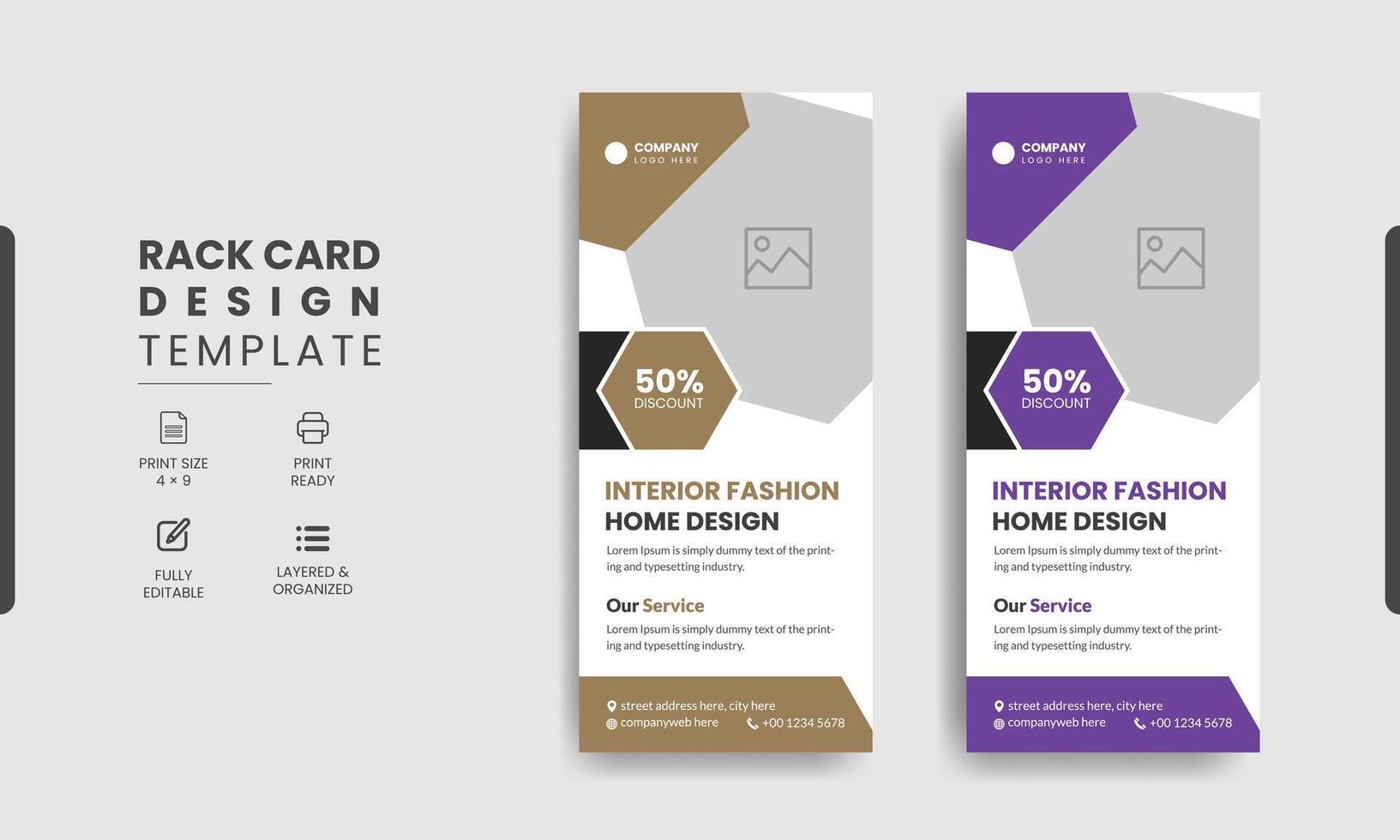 Interior rack card dl flyer design template vector