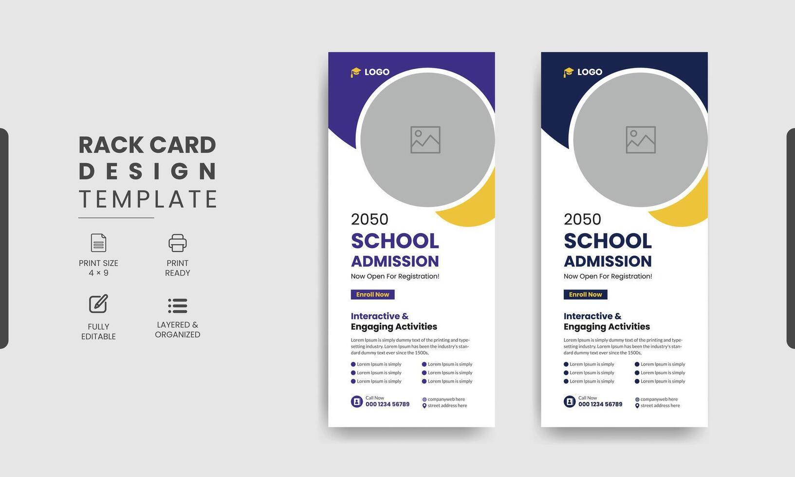 School Education Rack Card Design Template For Kids vector