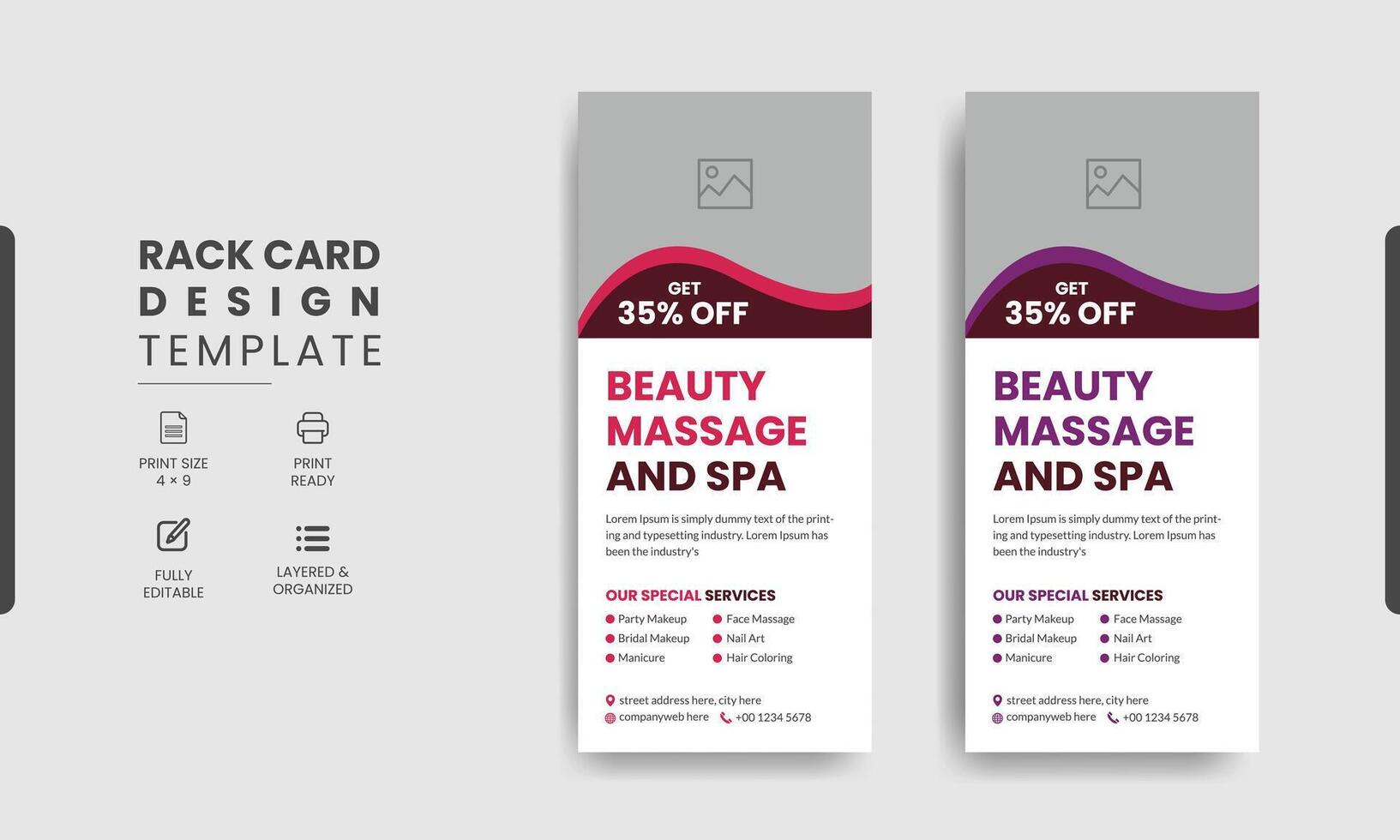 Spa dl rack card template design vector