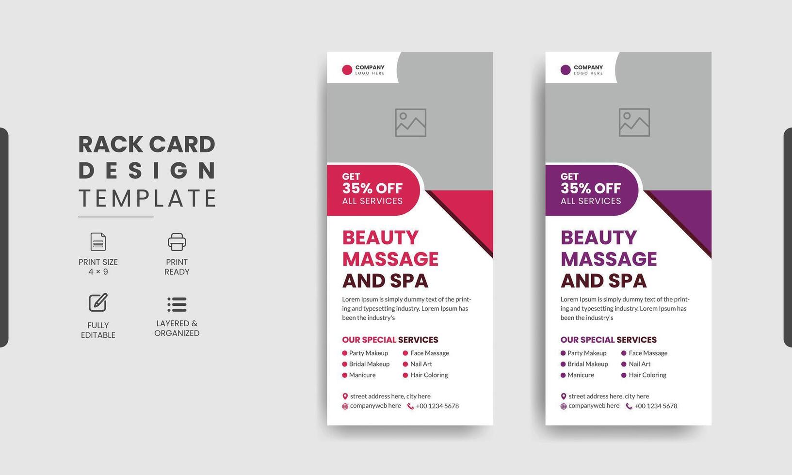 Spa dl rack card template design vector