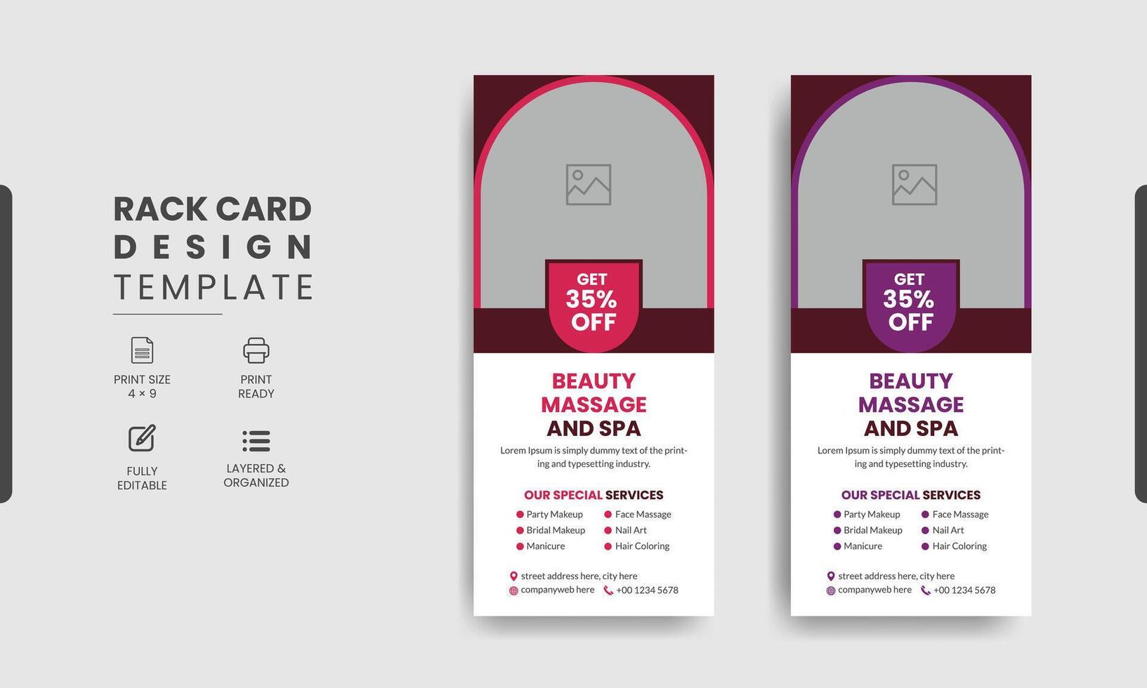 Spa dl rack card template design vector