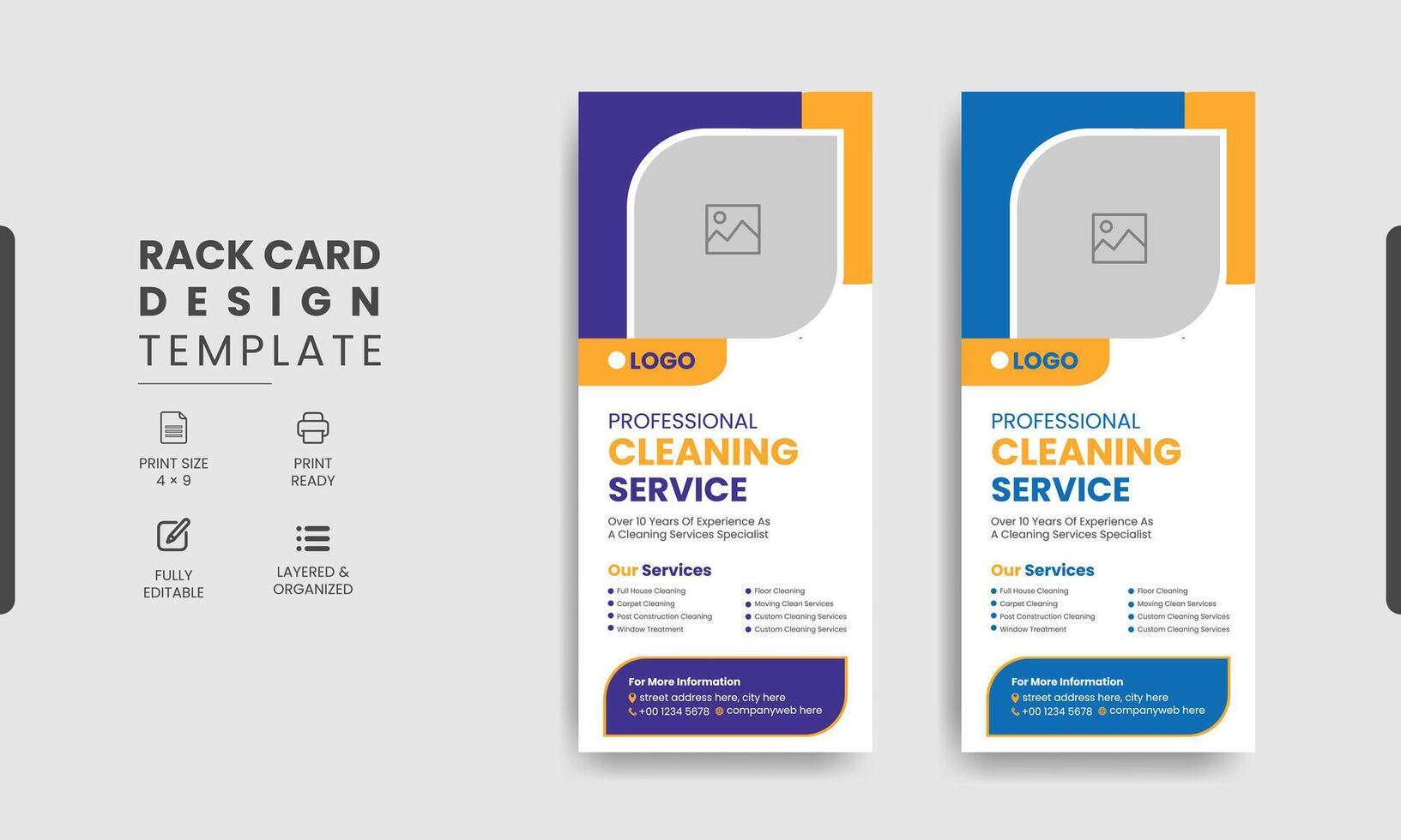 Cleaning Service Rack Card or Dl Flyer Template Design vector