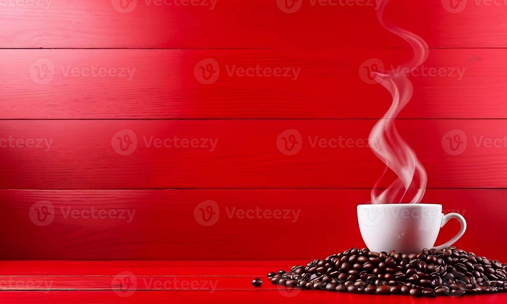 AI generated cup coffee beans, hot coffee, espresso coffee cup with beans, coffee bean background photo