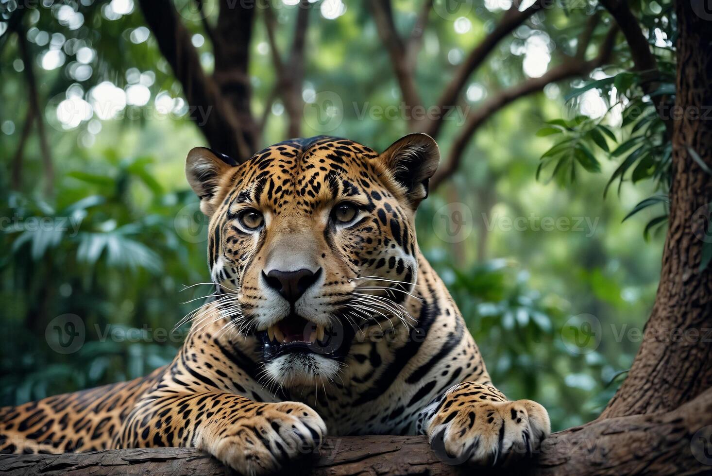 AI generated jaguar - animal, jaguar in the jungle, beautiful shot of an african leopard - jaguar photo