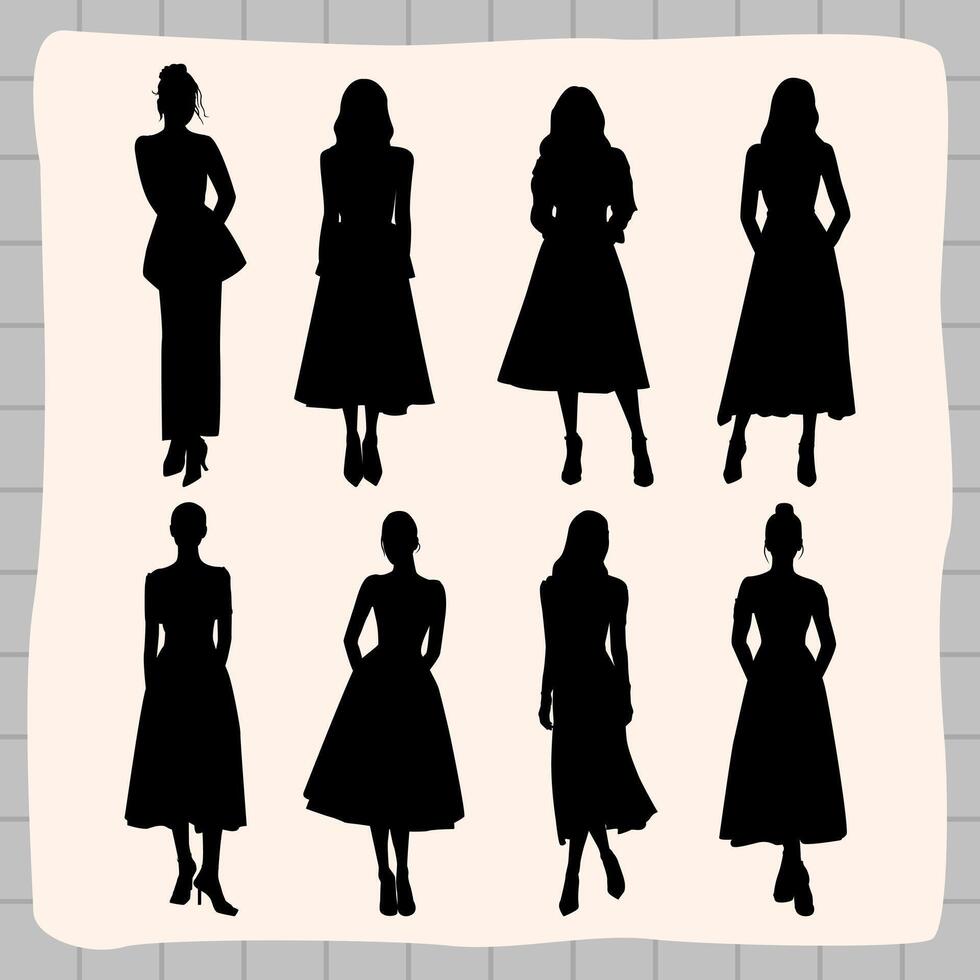 Fashion models silhouette pack vector
