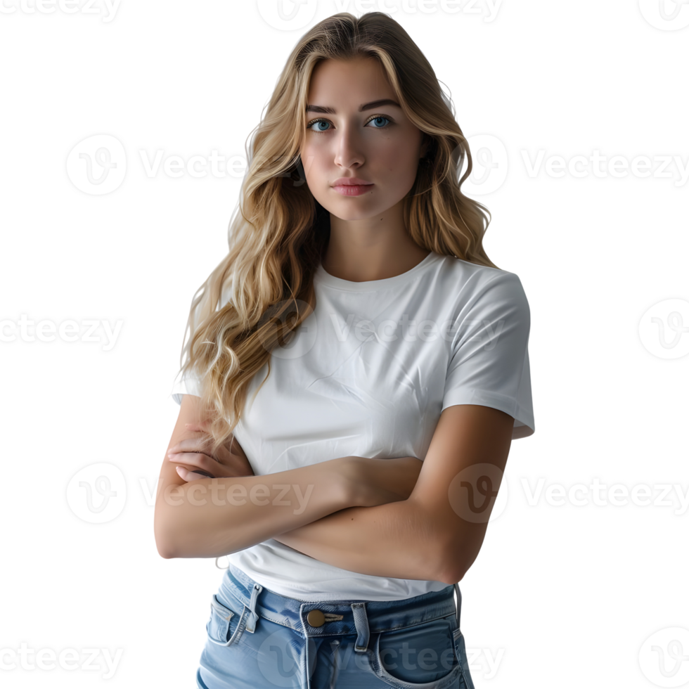 AI generated Young Businesswoman Standing With Crossed Arms and Smiling on Transparent background - Ai Generated png