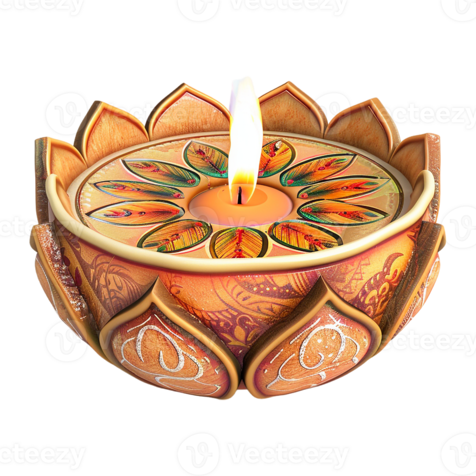 AI generated 3D Rendering of a Diwali Candle Flame Lamp on Transparent Background - Ai Generated png
