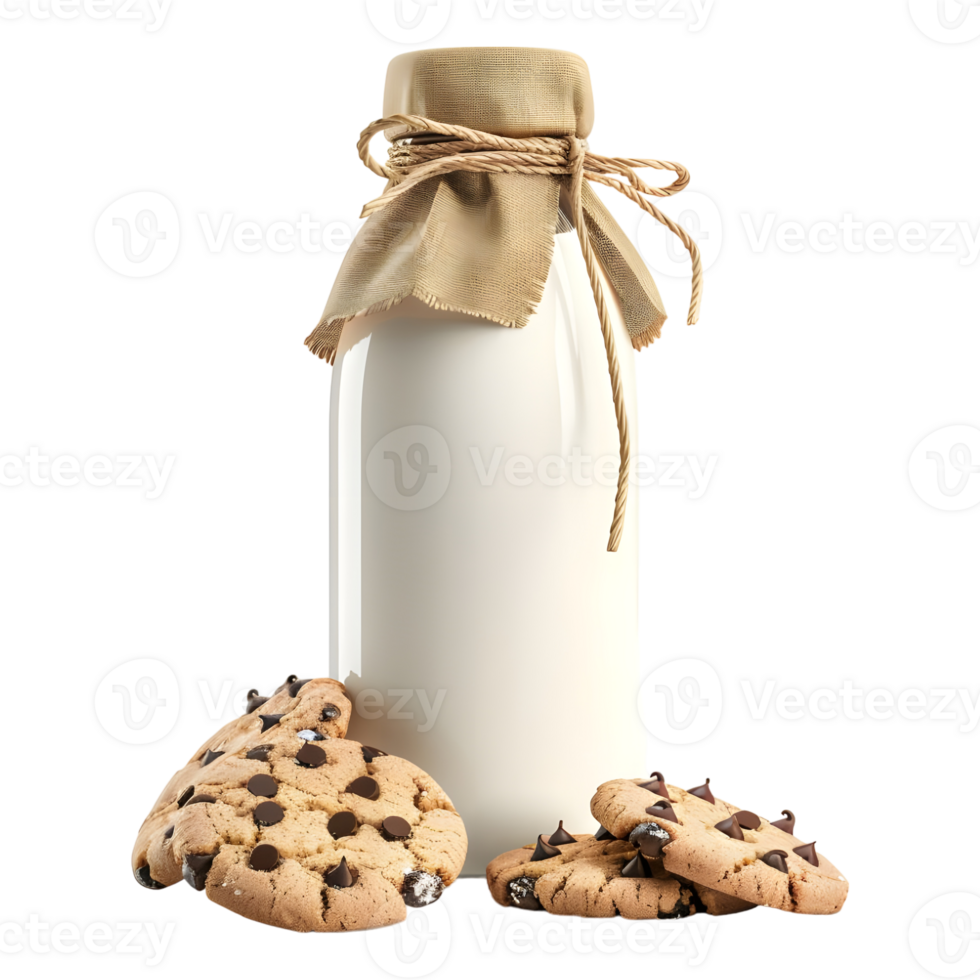 AI generated Milk Bottle with Chocolate Cookies on Transparent background - Ai Generated png