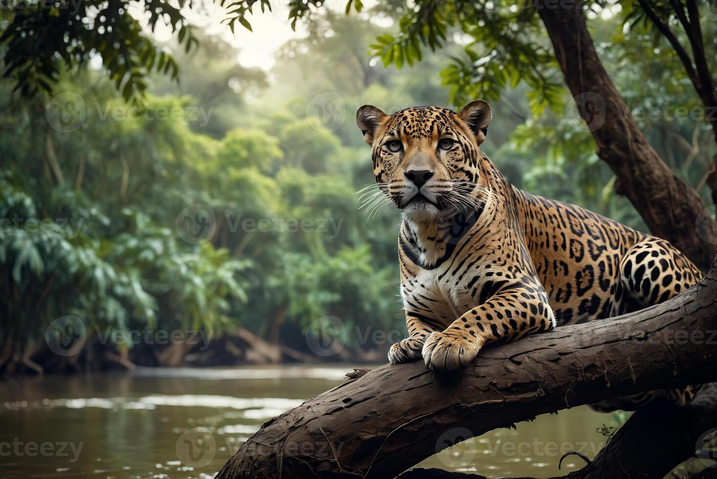 AI generated jaguar - animal, jaguar in the jungle, beautiful shot of an african leopard - jaguar photo