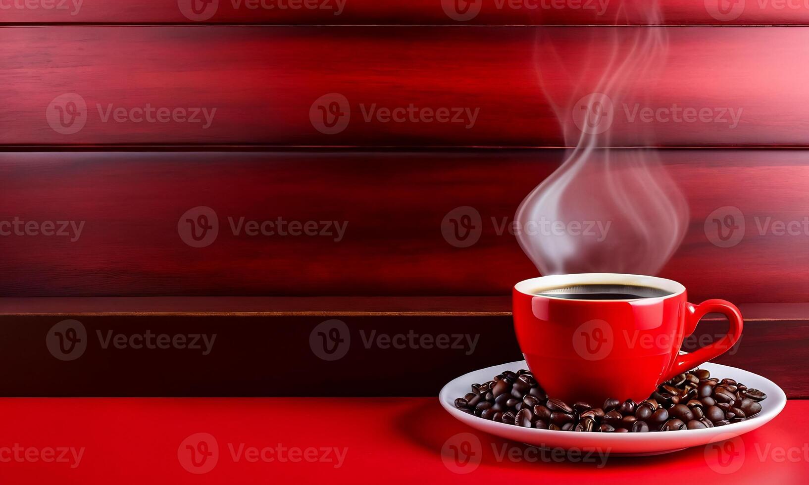 AI generated cup coffee beans, hot coffee, espresso coffee cup with beans, coffee bean background photo