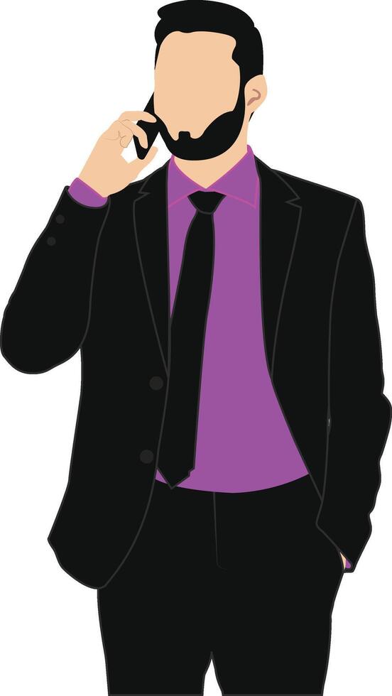 illustration of businessman stands and talking mobile phone on a white background vector