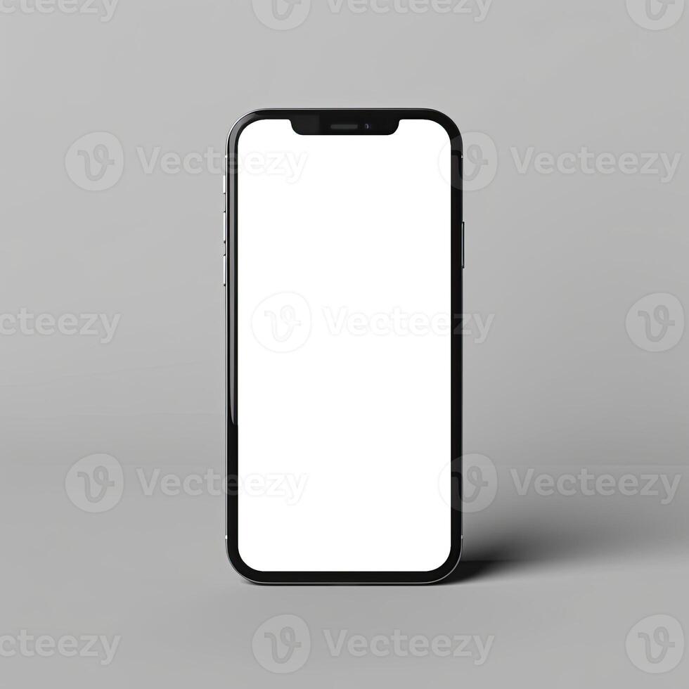 AI generated Modern smartphone mockup scene. Smartphone mockup template with blank white screen. photo