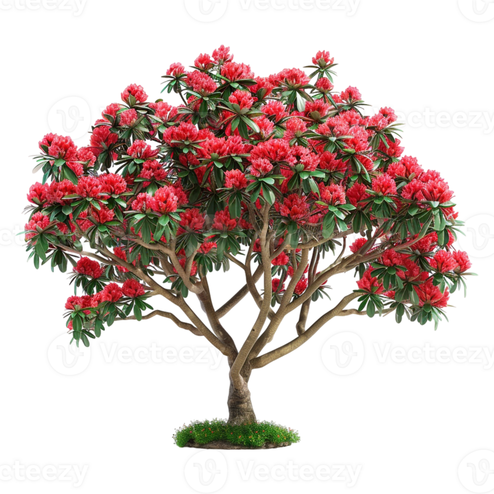 AI generated Red Flowers on a Tree on Transparent background - Ai Generated png
