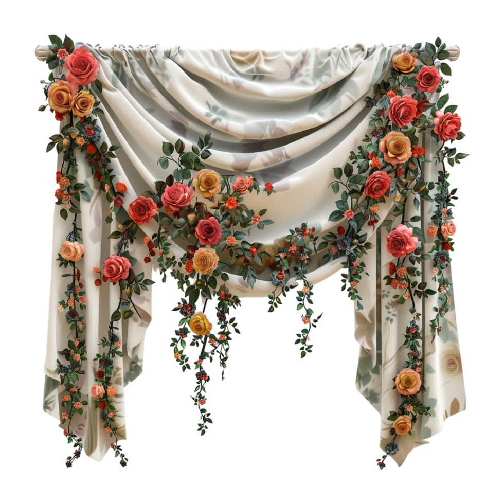 AI generated Flowers With Curtain on Transparent background - Ai Generated png