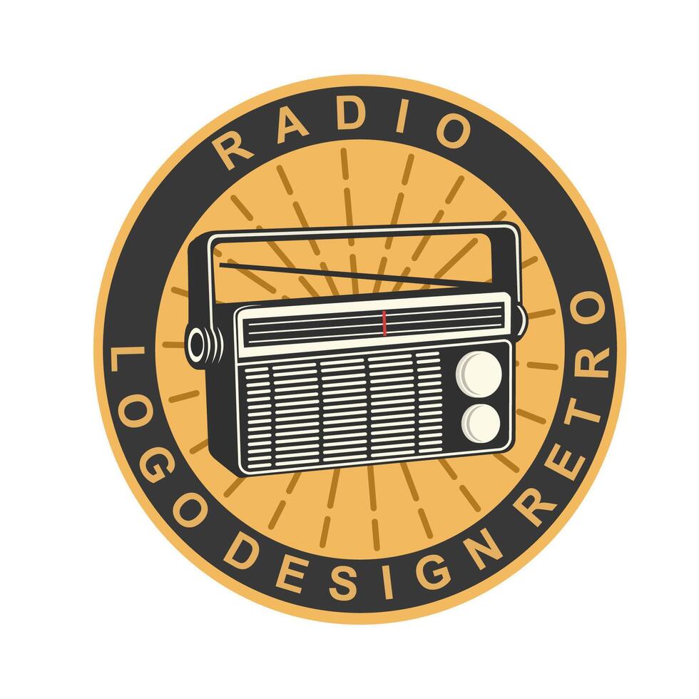 retro radio logo diseño lata ser usado para sitios web, íconos o para grupo y empresa necesidades aislado en blanco vector