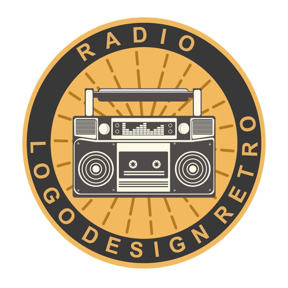 retro radio logo diseño lata ser usado para sitios web, íconos o para grupo y empresa necesidades aislado en blanco vector