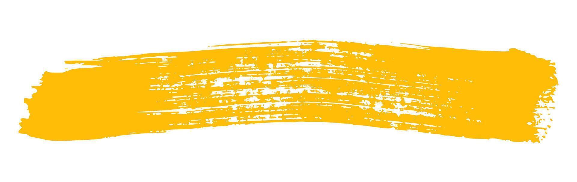 Yellow paintbrush stroke, splash color design element. Yellow ink stains. Vector illustration