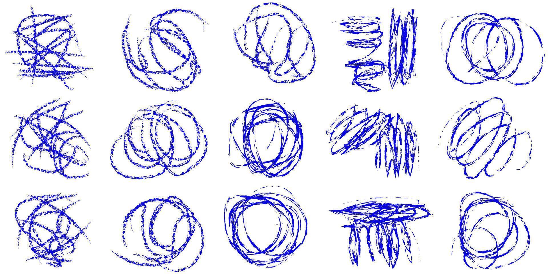 Set of messy, scribble crayons line art. Tangle line, chaos, abstract, hand drawn, vector illustration