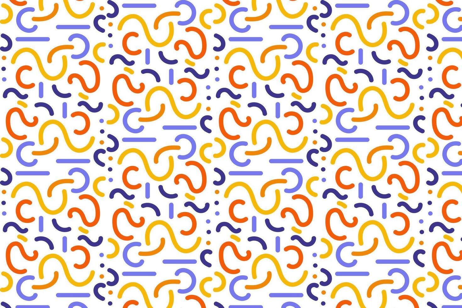 Abstract hand drawn line doodle. Children playful design, colorful seamless pattern. Vector illustration