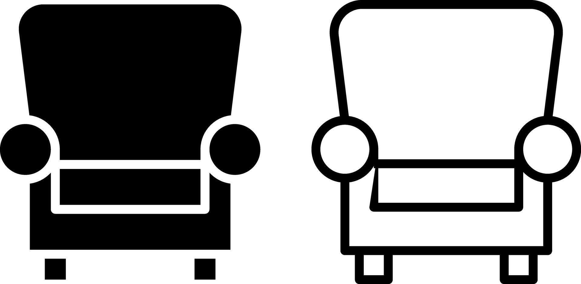 sofa chair icon, sign, or symbol in glyph and line style isolated on transparent background. Vector illustration